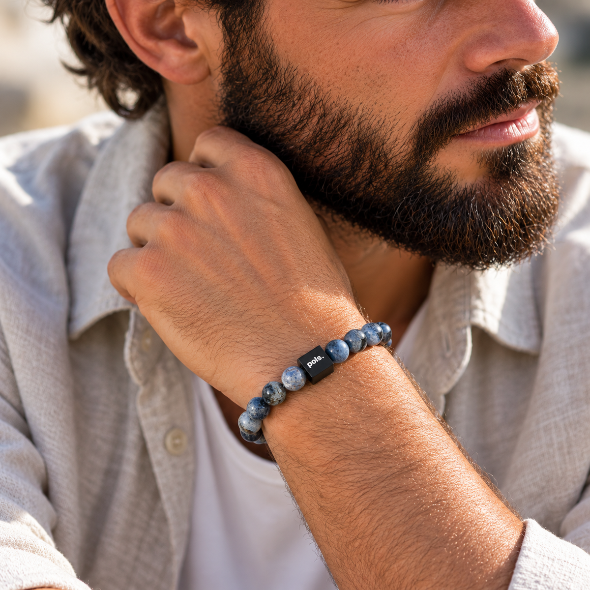 Heren Armband Dumortieriet - 8mm Natuursteen