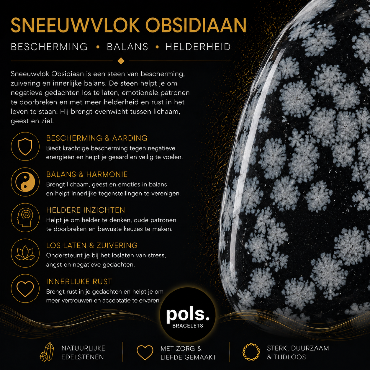 Sneeuwvlok Obsidiaan 8mm