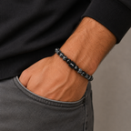 Heren Armband Sneeuwvlok Obsidiaan - 8mm Natuursteen