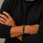 Heren Armband Sneeuwvlok Obsidiaan - 8mm Natuursteen