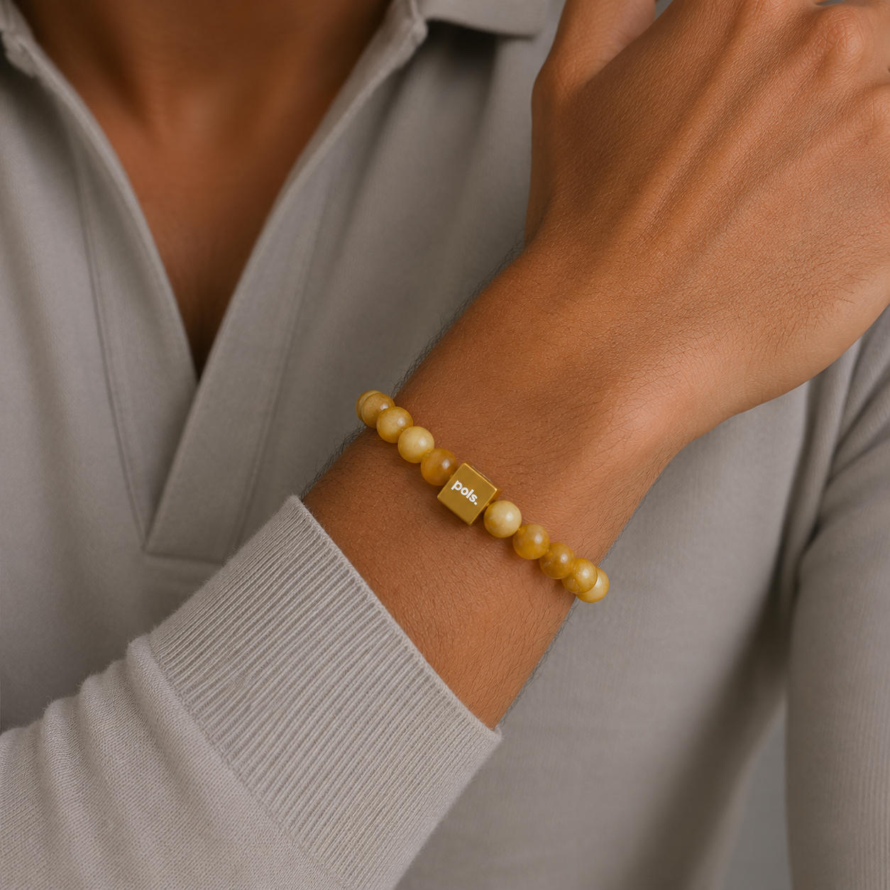 Heren Armband Tijgeroog Geel - 8mm Natuursteen